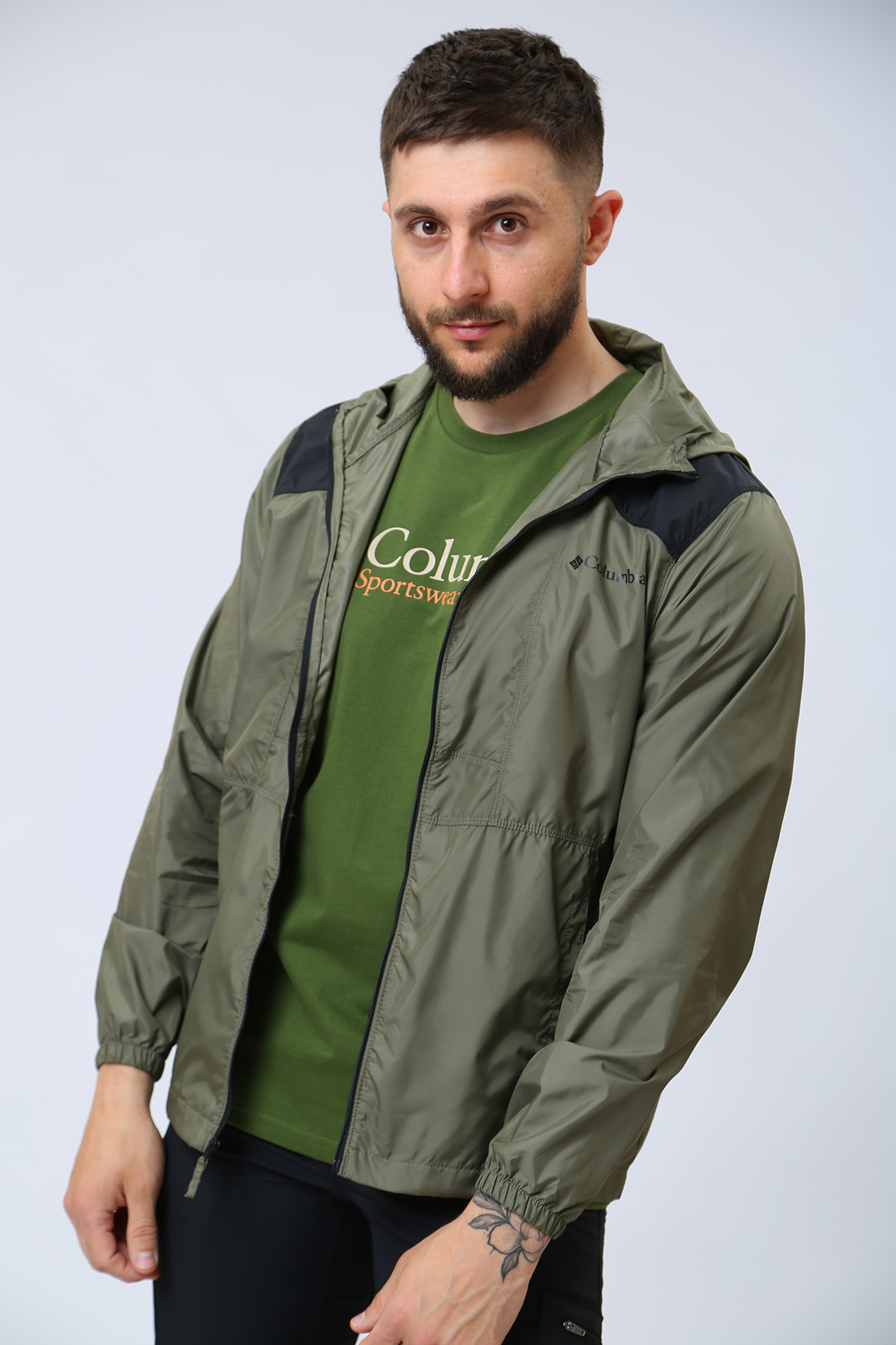 1589321-396 Куртка вітрозахисна чоловіча софт-шелл Flashback™ Windbreaker темно-зелений - фото