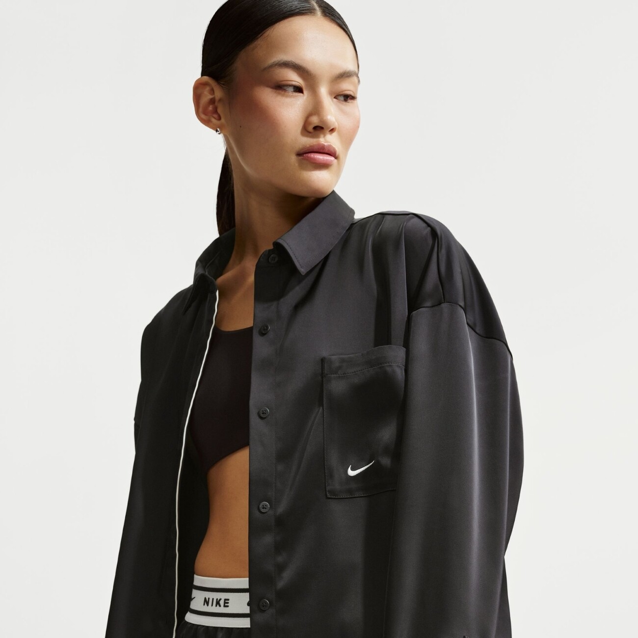 Сорочка Nike Sportswear Oversized Satin Long-Sleeve (IM0575010) - фото