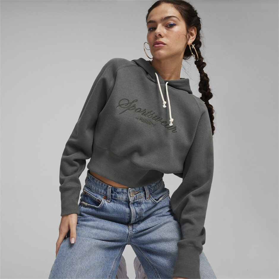 Толстовка Puma Classics+ Relaxed Cropped Hoodie (62427380) - фото