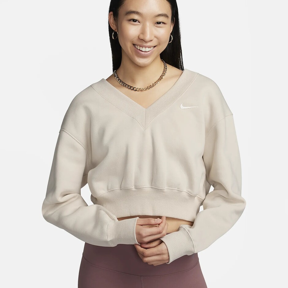 Толстовка Nike W Nsw Phnx Flc Crop Vneck (FN3651104) - фото