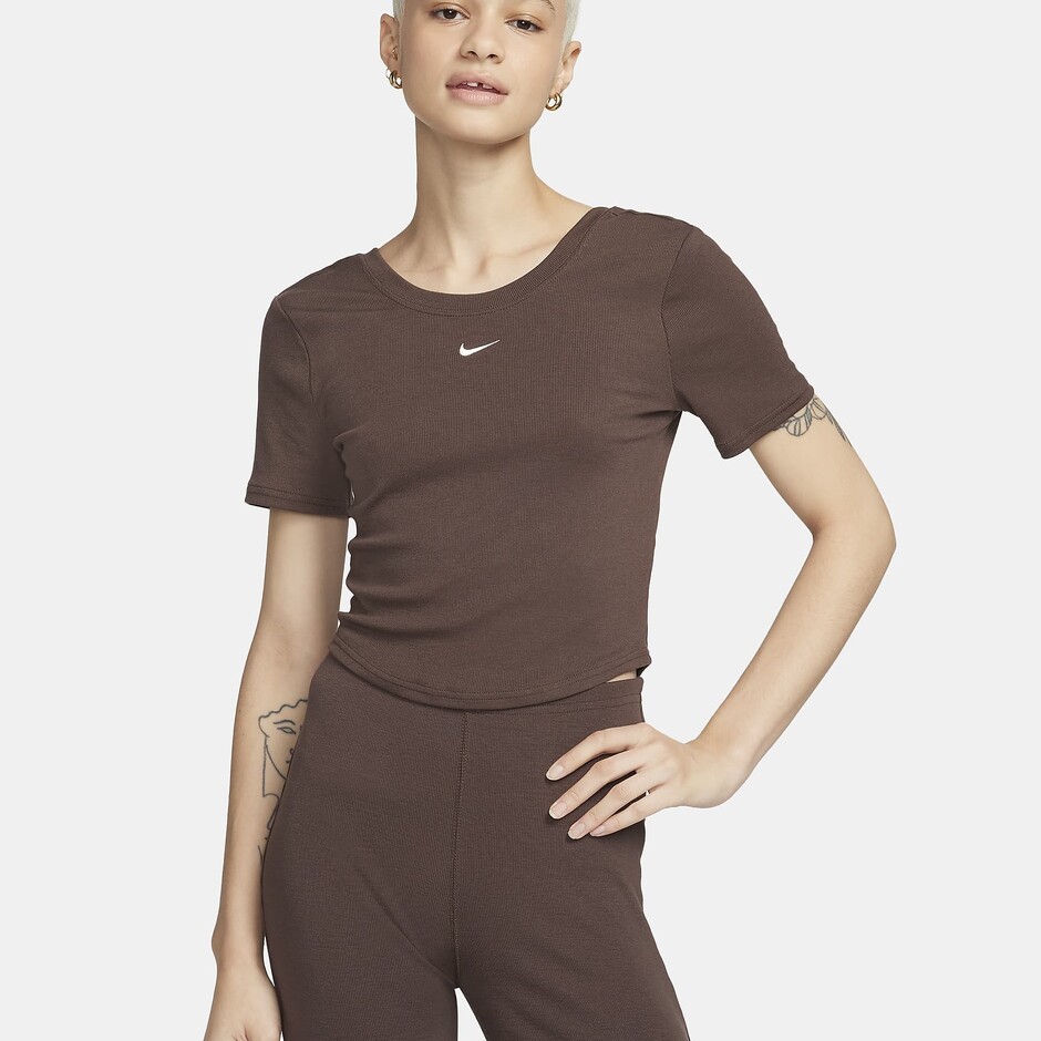Футболка W Nsw Nk Chll Knt Mrib Ss Top - фото